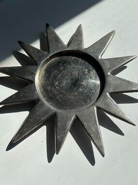 Sunburst Metal Candle Holder/ Shallow Trinket Dish